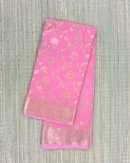 Baby Pink Floral Jaal Pattern Semi Chiffon Saree