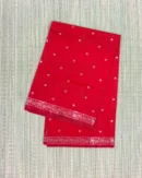 Red Semi Mashru Silk Saree with Silver Butta