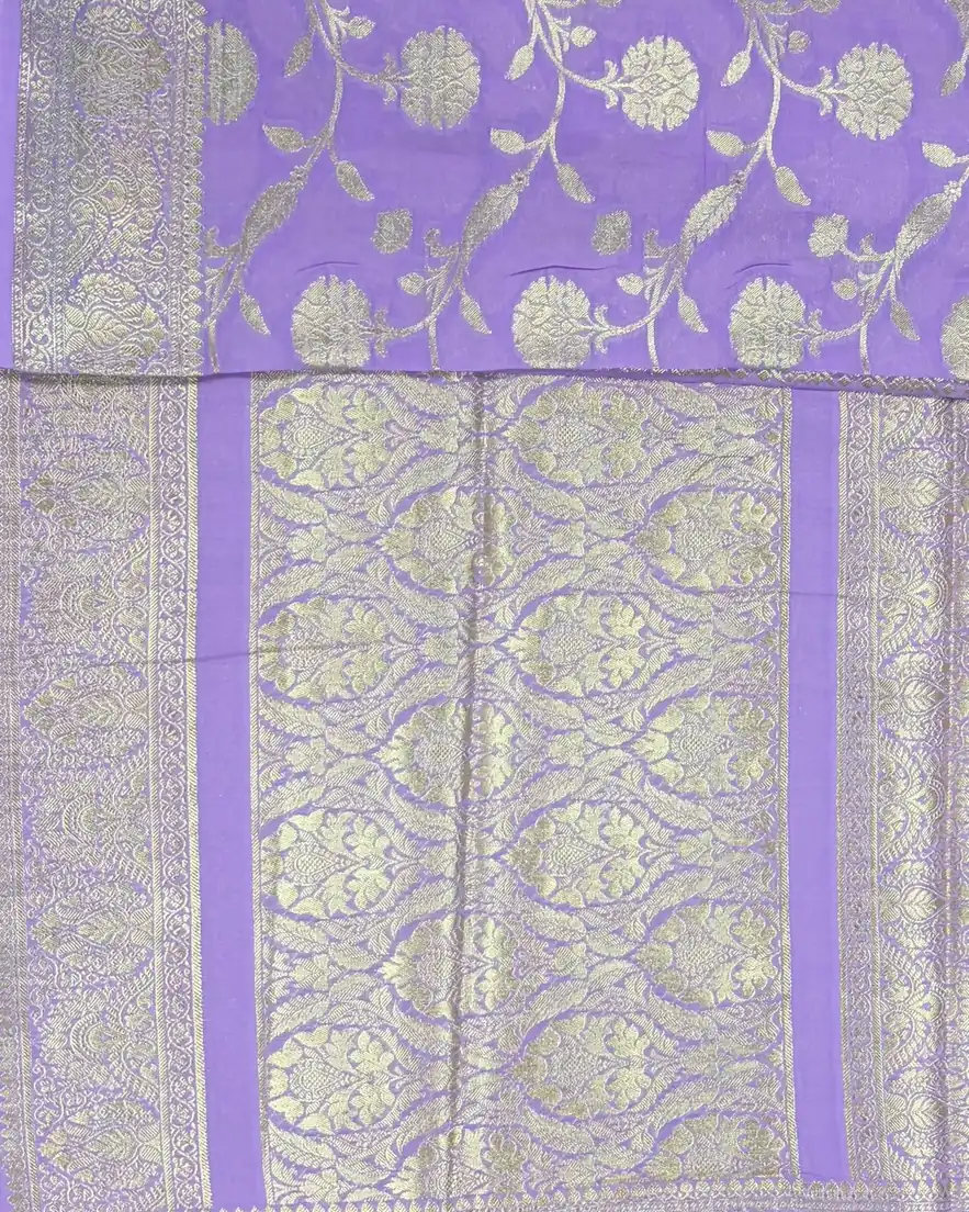 Lilac Semi Chiffon Saree - Image 2