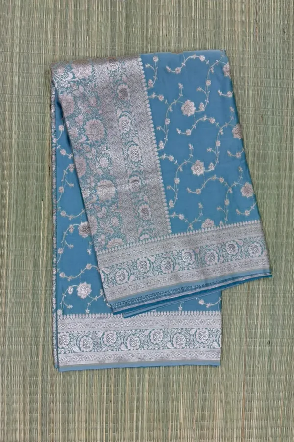 Blue Pure Mashru Silk Saree