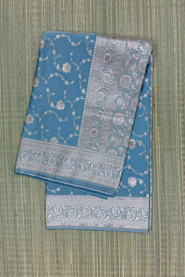 Blue Pure Mashru Silk Saree