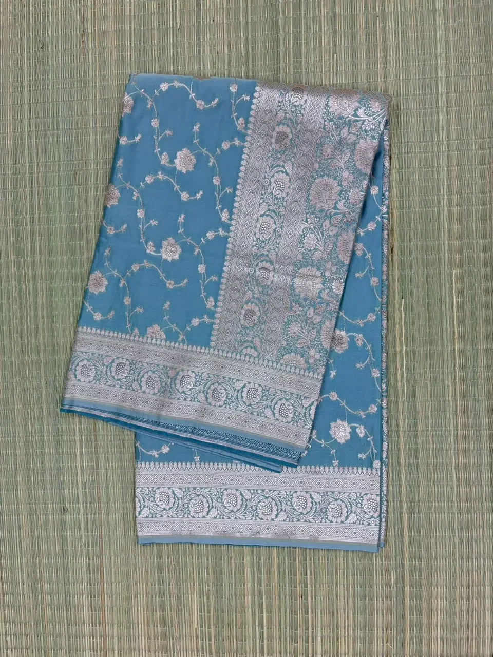 Blue Pure Mashru Silk Saree