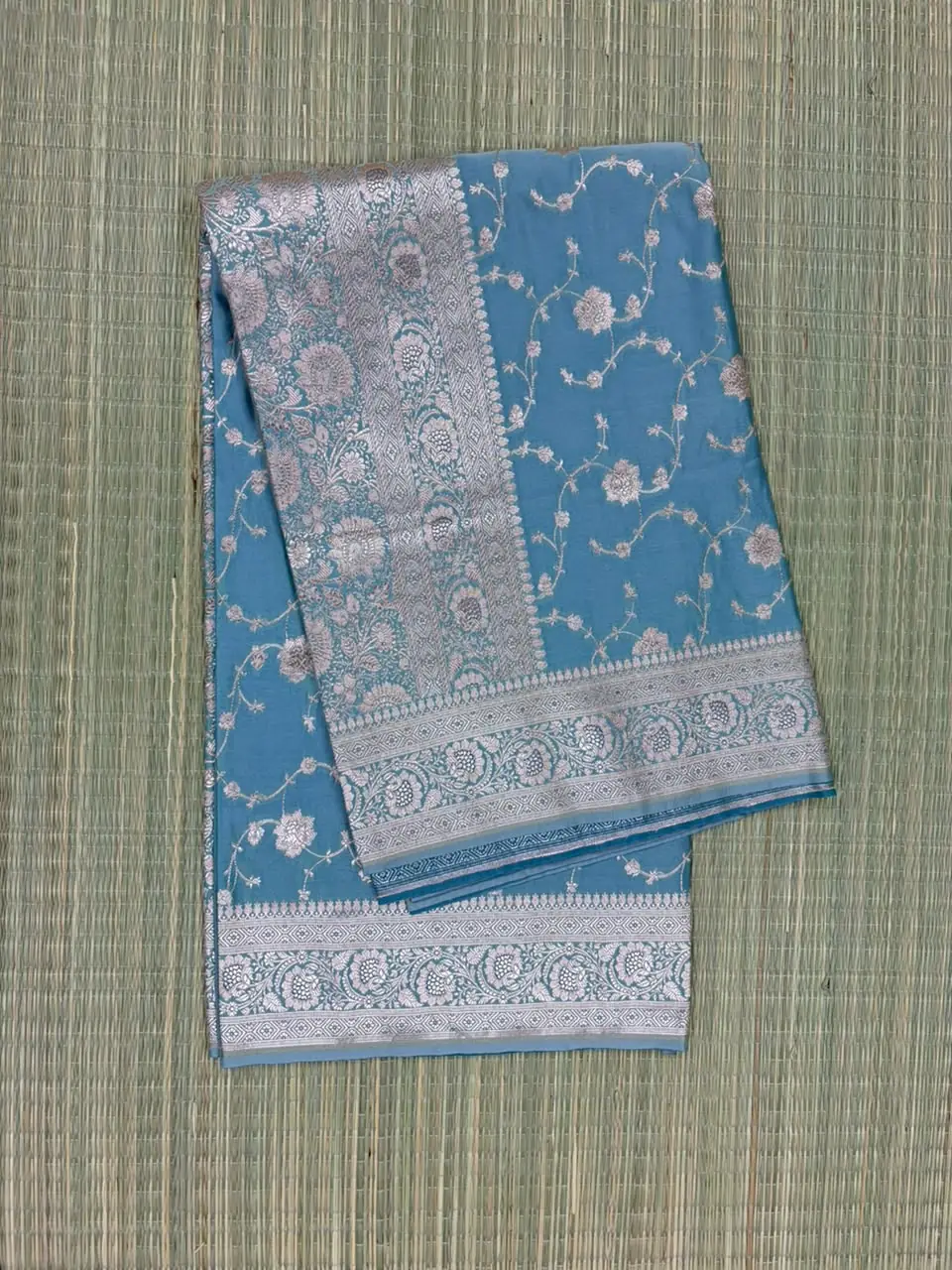 Blue Pure Mashru Silk Saree